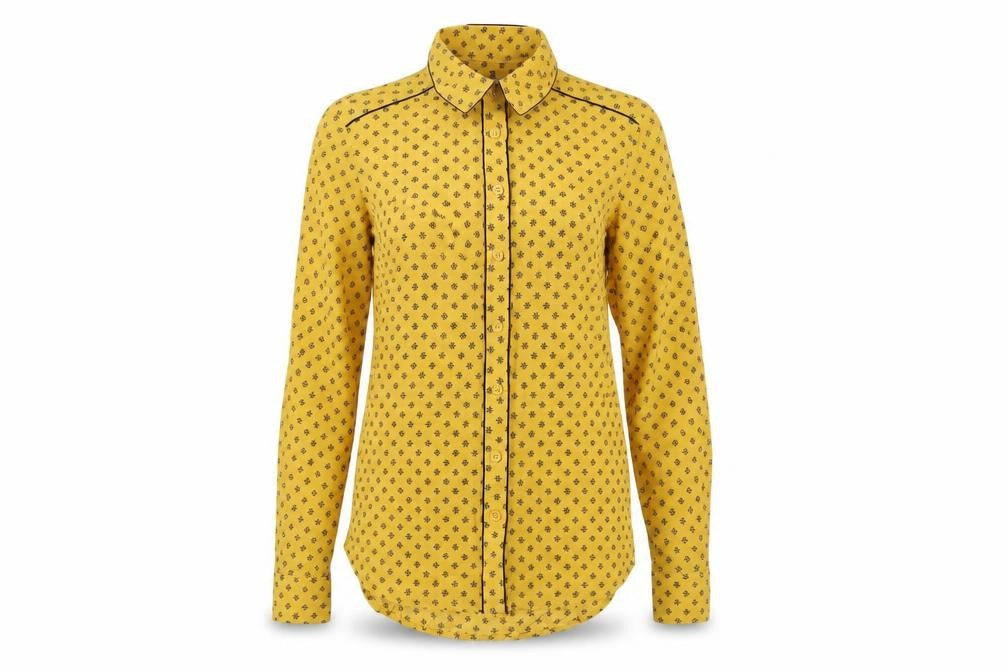 NEXT Womens Yellow Floral Modal Basic Button-Up Size 6 Collared