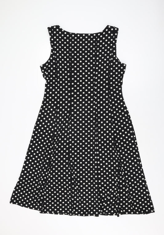 Perceptions Womens Black Polka Dot Polyester A-Line Size XL Round Neck Pullover