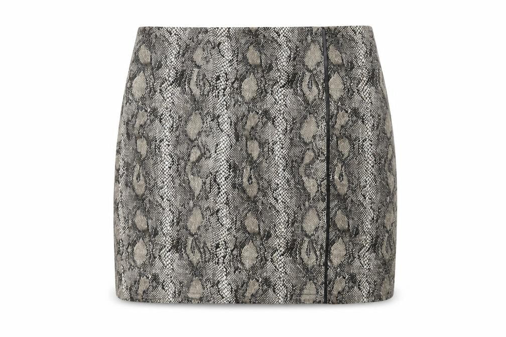 Festa Womens Grey Animal Print Cotton Mini Skirt Size 18 Zip - Snake Print