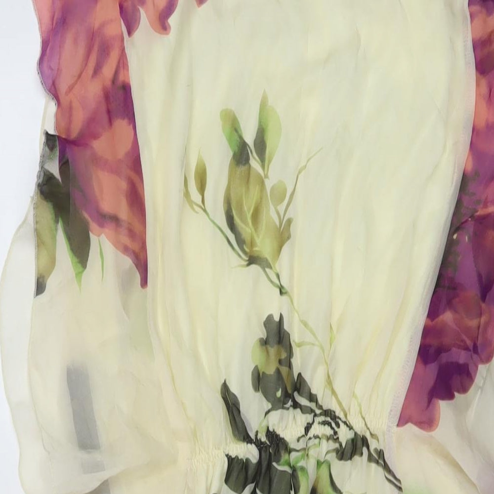Traffic People Womens Multicoloured Floral Silk A-Line Size S Round Neck Button