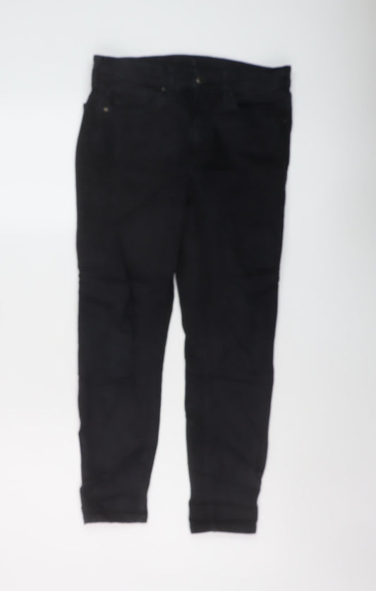 Topshop Womens Black Cotton Skinny Jeans Size 28 in L25 in Regular Button