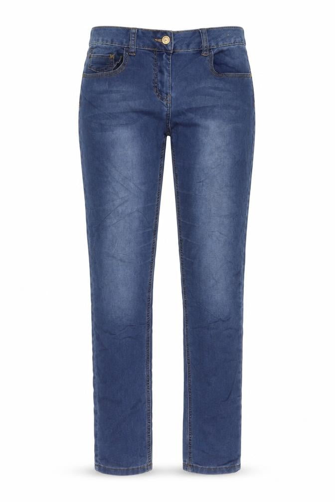 Premium Collection Womens Blue Cotton Straight Jeans Size 12 L30 in Regular Button
