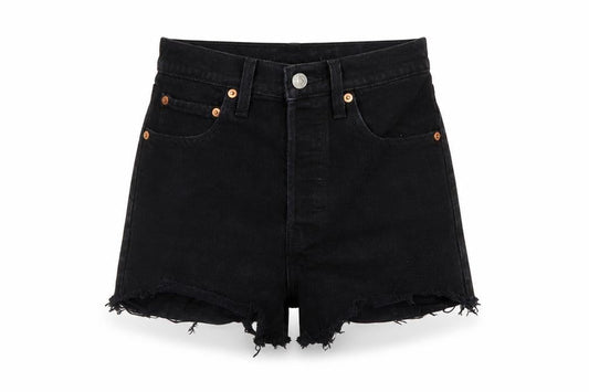 Levi's Womens Black Cotton Hot Pants Shorts Size 24 in L3 in Regular Button