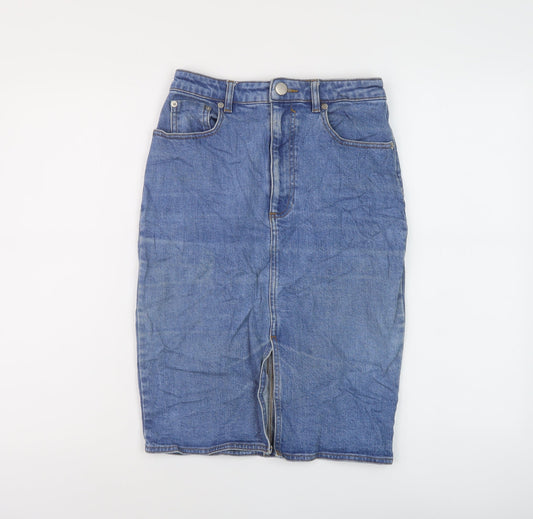 ASOS Womens Black Cotton A-Line Skirt Size 10 Button