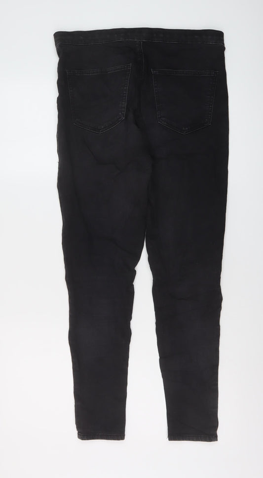 Topshop Womens Grey Cotton Skinny Jeans Size 34 in L28 in Regular Button