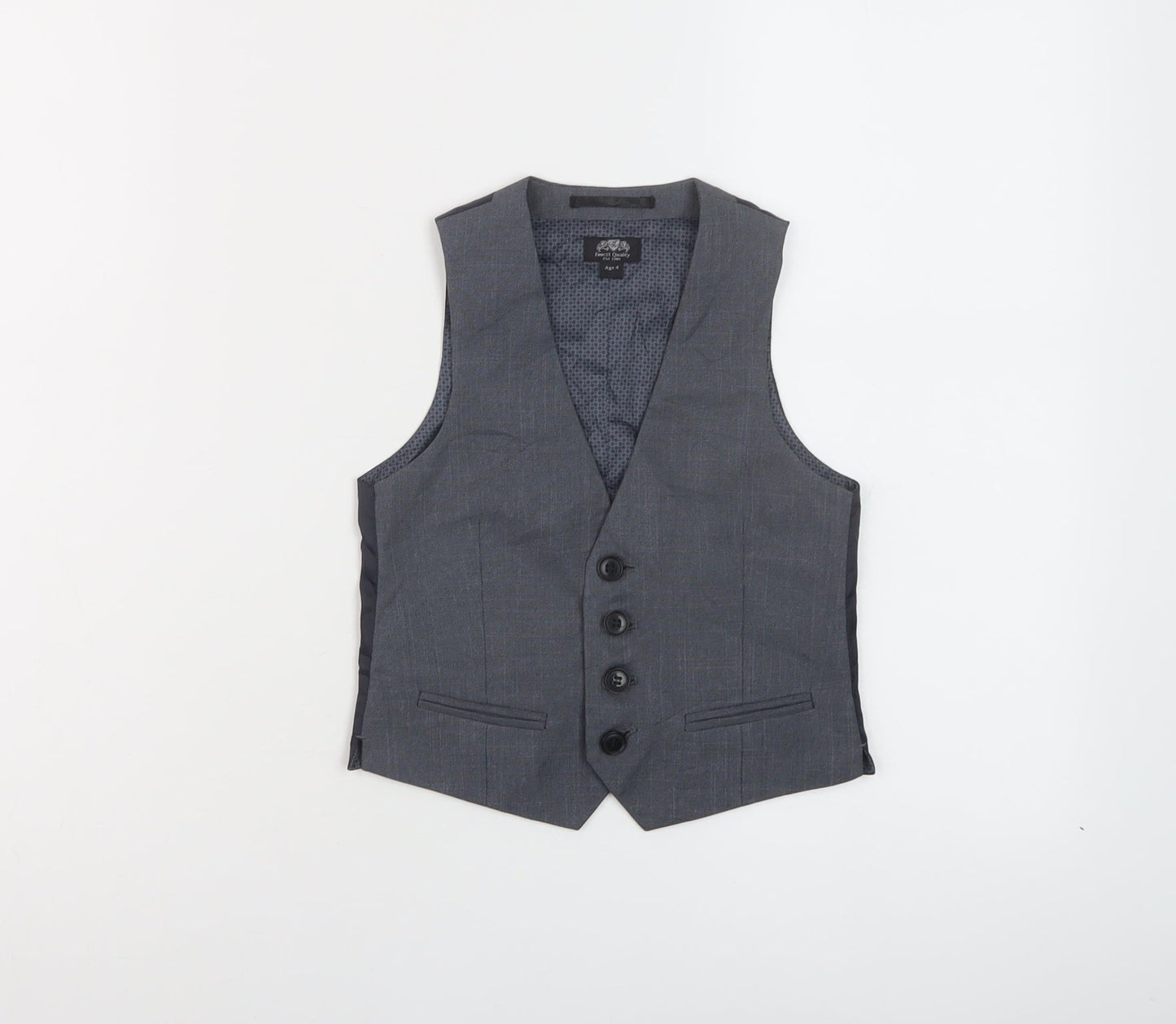 Finest Quality Boys Grey Jacket Waistcoat Size 4 Years Button