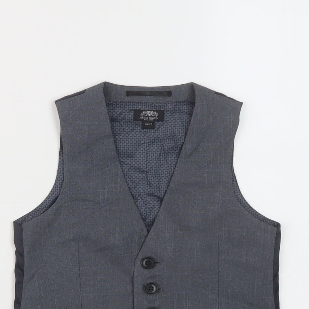 Finest Quality Boys Grey Jacket Waistcoat Size 4 Years Button