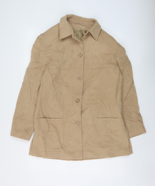 Kristen Womens Beige Overcoat Coat Size 16 Button