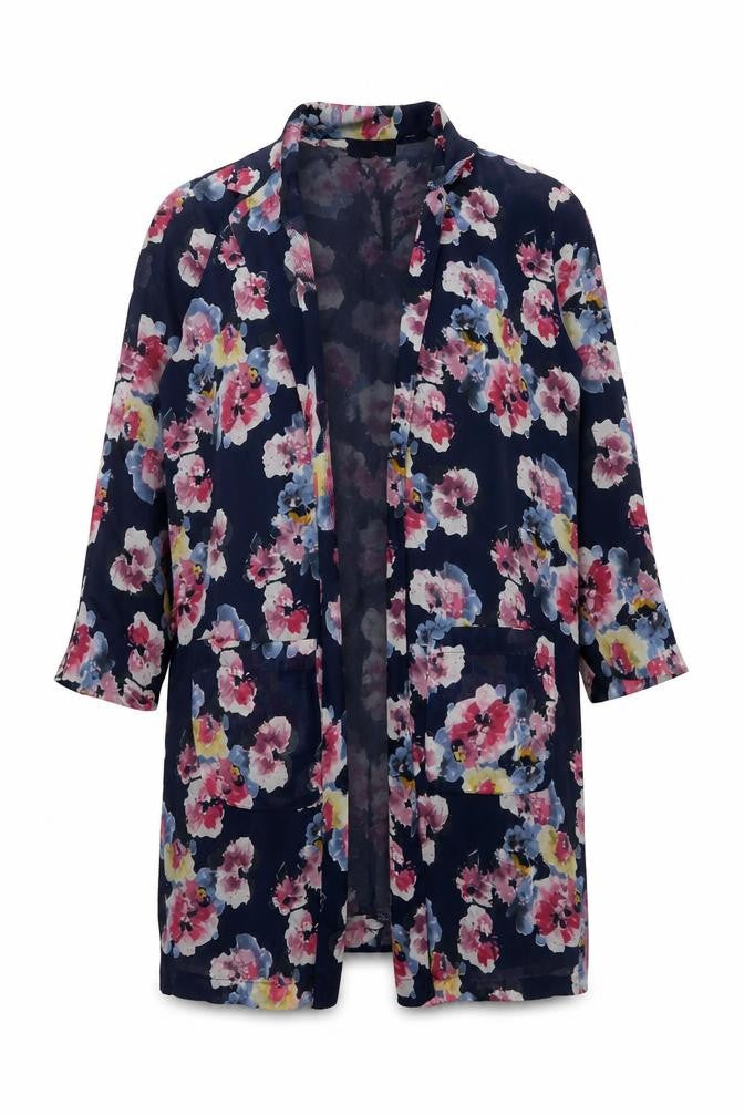 Sans Souci Womens Blue Floral Jacket Size M