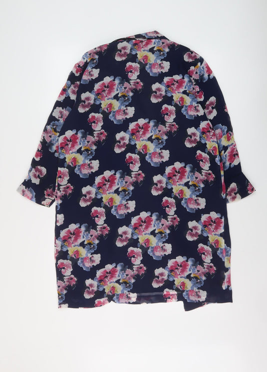 Sans Souci Womens Blue Floral Jacket Size M