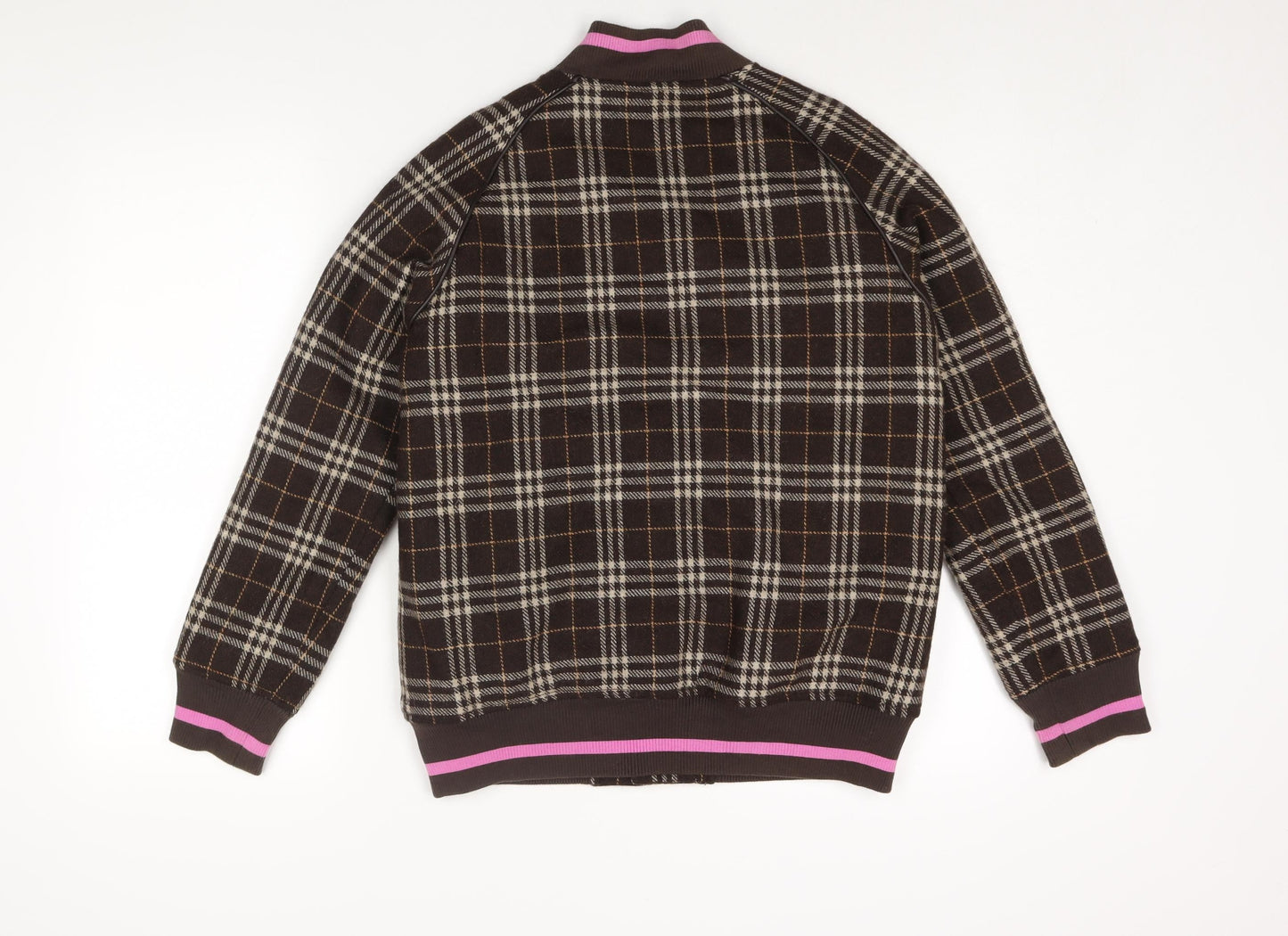 Two Percent Homme Mens Brown Check Bomber Jacket Jacket Size M Zip