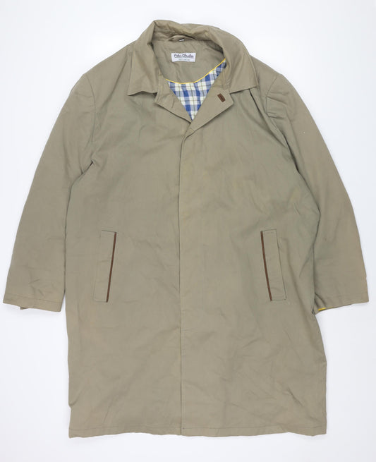 Peter Christian Mens Beige Trench Coat Coat Size XL Button