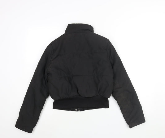 PRETTYLITTLETHING Womens Black Puffer Jacket Jacket Size 6 Zip