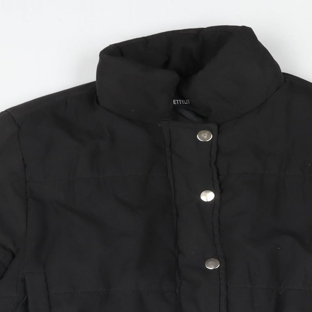 PRETTYLITTLETHING Womens Black Puffer Jacket Jacket Size 6 Zip