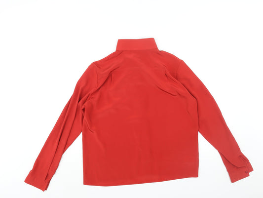 St Michael Womens Red Polyester Basic Button-Up Size 10 Mock Neck