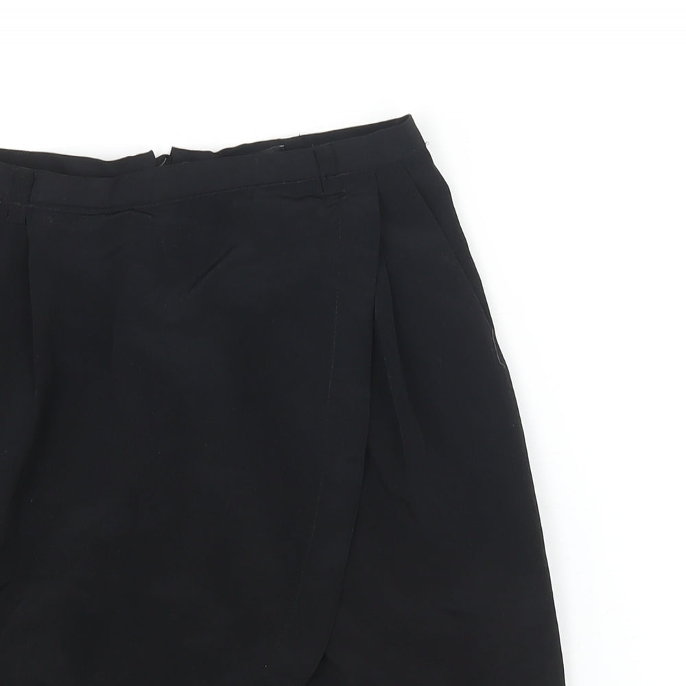 H&M Womens Black Polyester A-Line Skirt Size 6 Zip