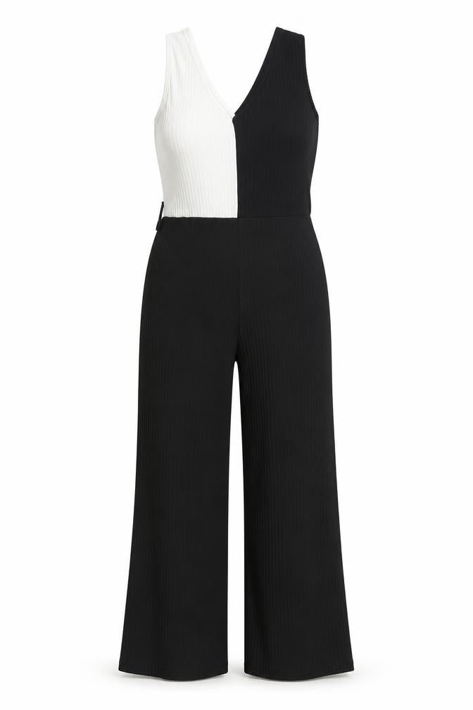New Look Womens Black Colourblock Polyester Jumpsuit One-Piece Size 10 L18 in Pullover