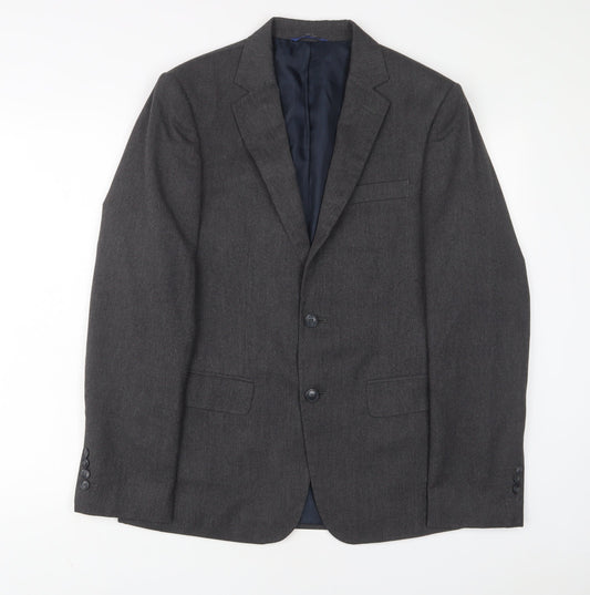Marks and Spencer Mens Grey Polyester Jacket Suit Jacket Size 38 Regular - Inside pockets