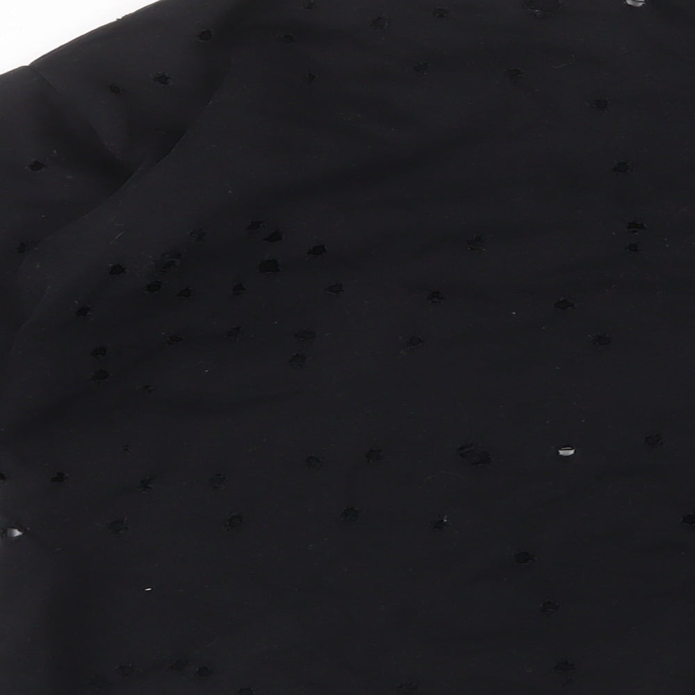 Boohoo Womens Black Cotton Pullover Sweatshirt Size 14 Pullover