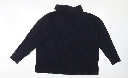 NEXT Womens Blue Plaid Polyester Pullover Sweatshirt Size 20 Pullover