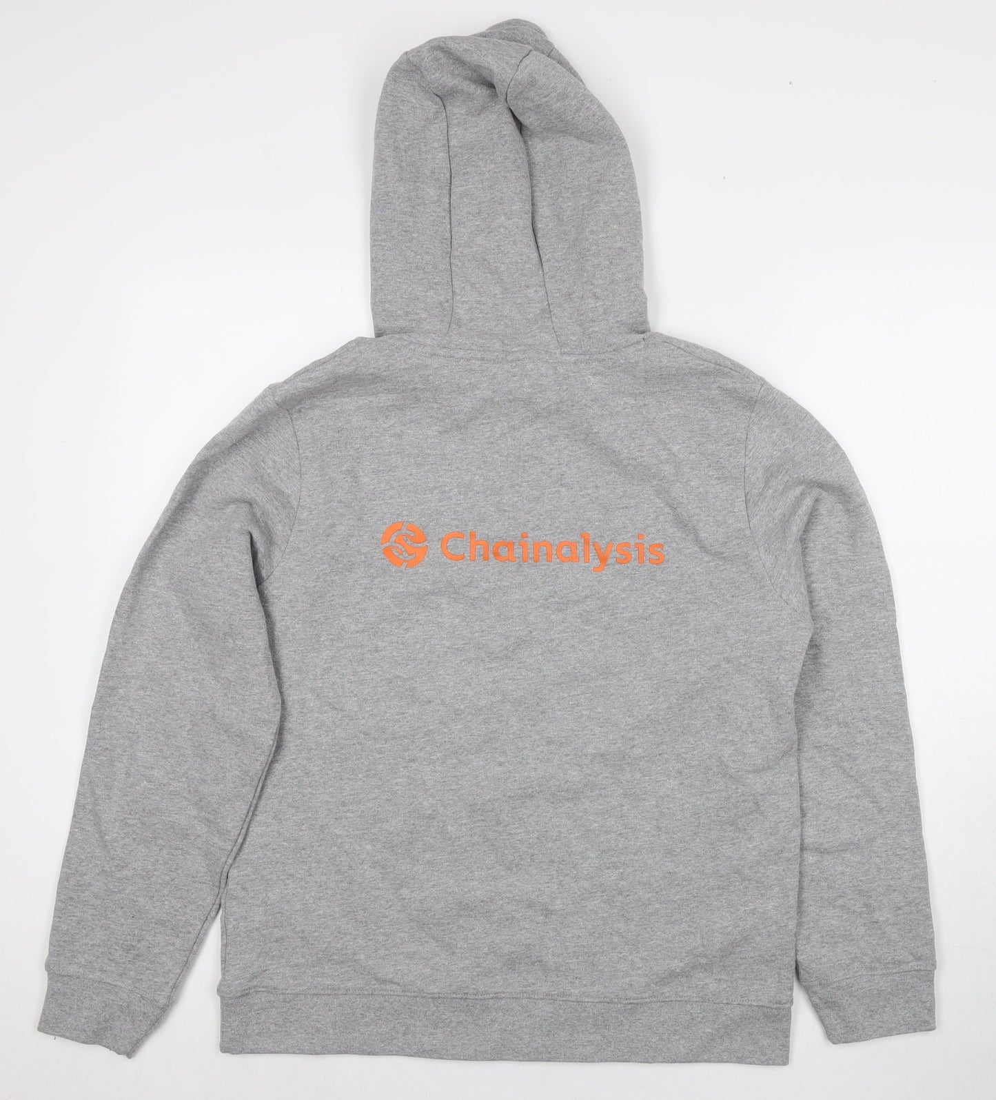 Henbury Mens Grey Cotton Pullover Hoodie Size M