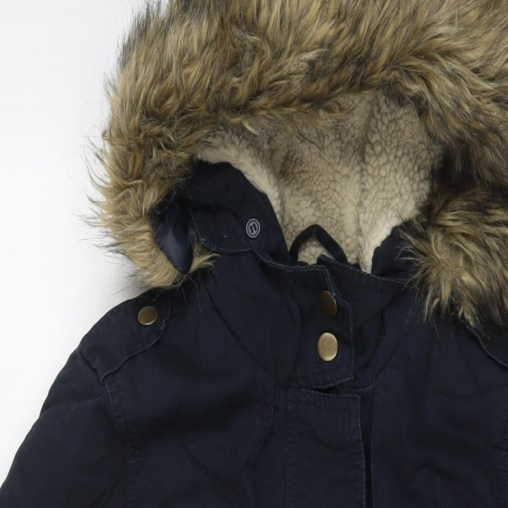 New Look Womens Blue Parka Jacket Size 6 Zip