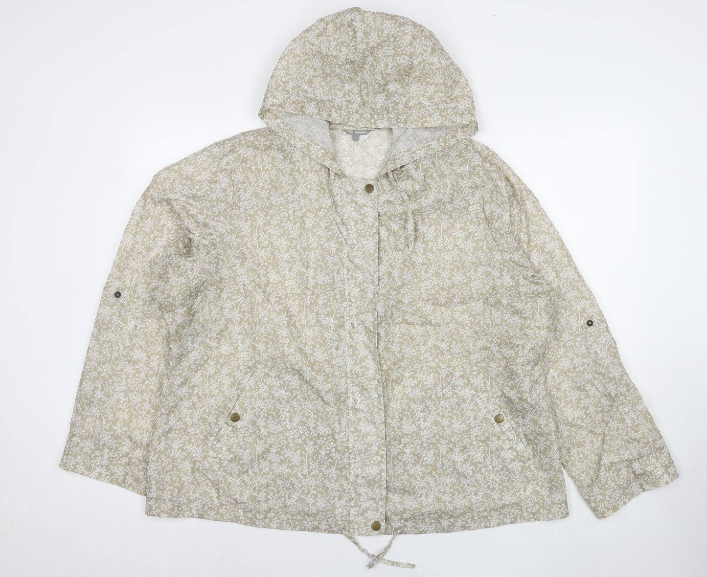 Marks and Spencer Womens Beige Floral Jacket Size XL Zip