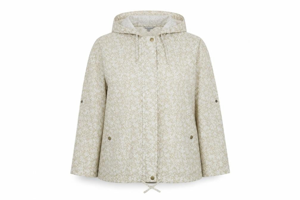 Marks & Spencer Womens Beige Floral Jacket Size XL Zip