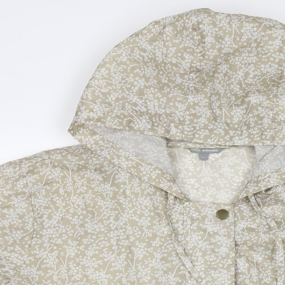 Marks and Spencer Womens Beige Floral Jacket Size XL Zip