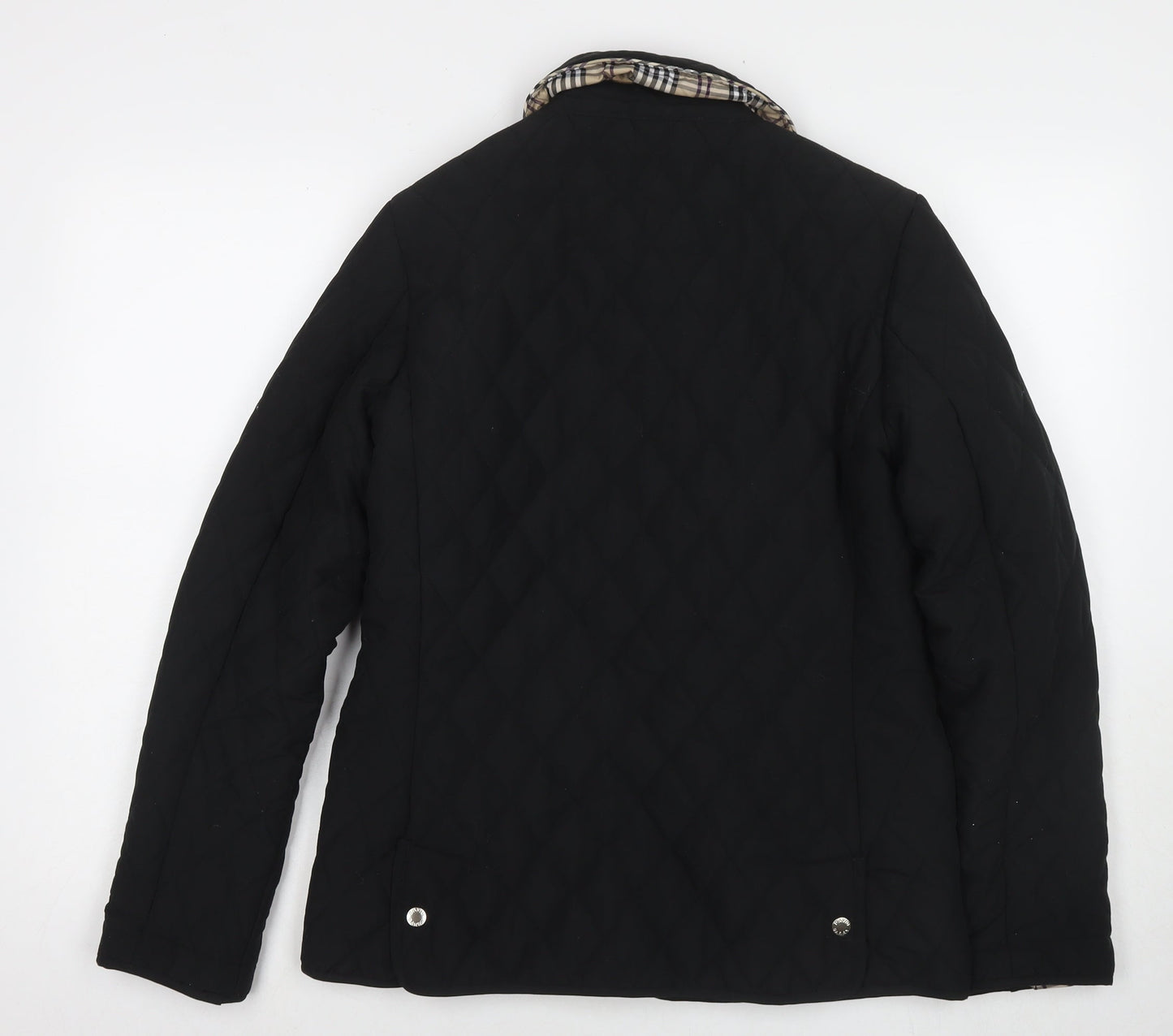 David Barry Womens Black Quilted Jacket Size 10 Snap