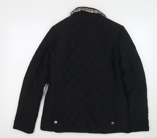 David Barry Womens Black Quilted Jacket Size 10 Snap