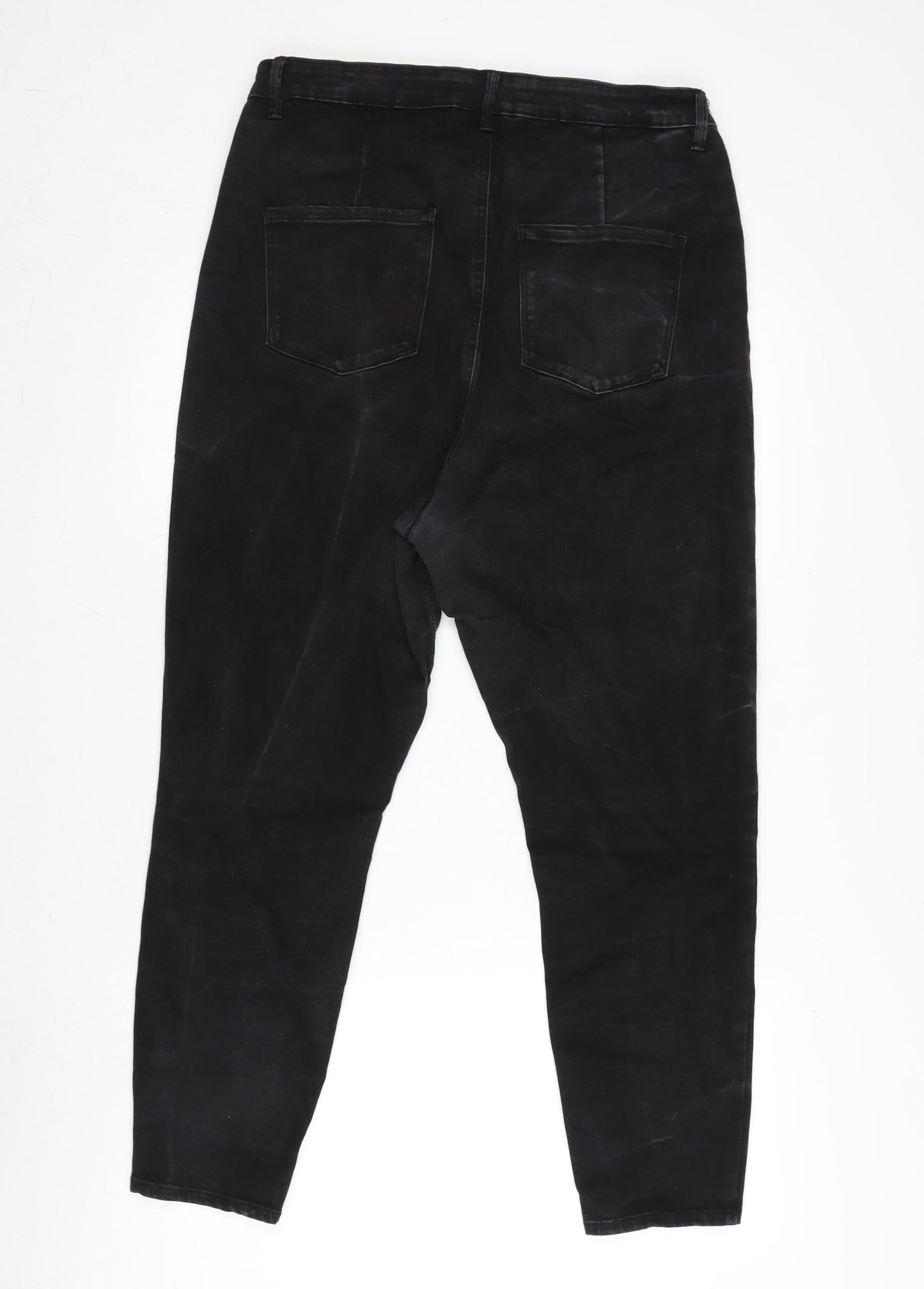 Denim & Co. Womens Grey Cotton Blend Tapered Jeans Size 18 L26 in Regular Tie