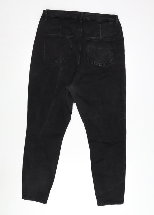 Denim & Co. Womens Grey Cotton Blend Tapered Jeans Size 18 L26 in Regular Tie