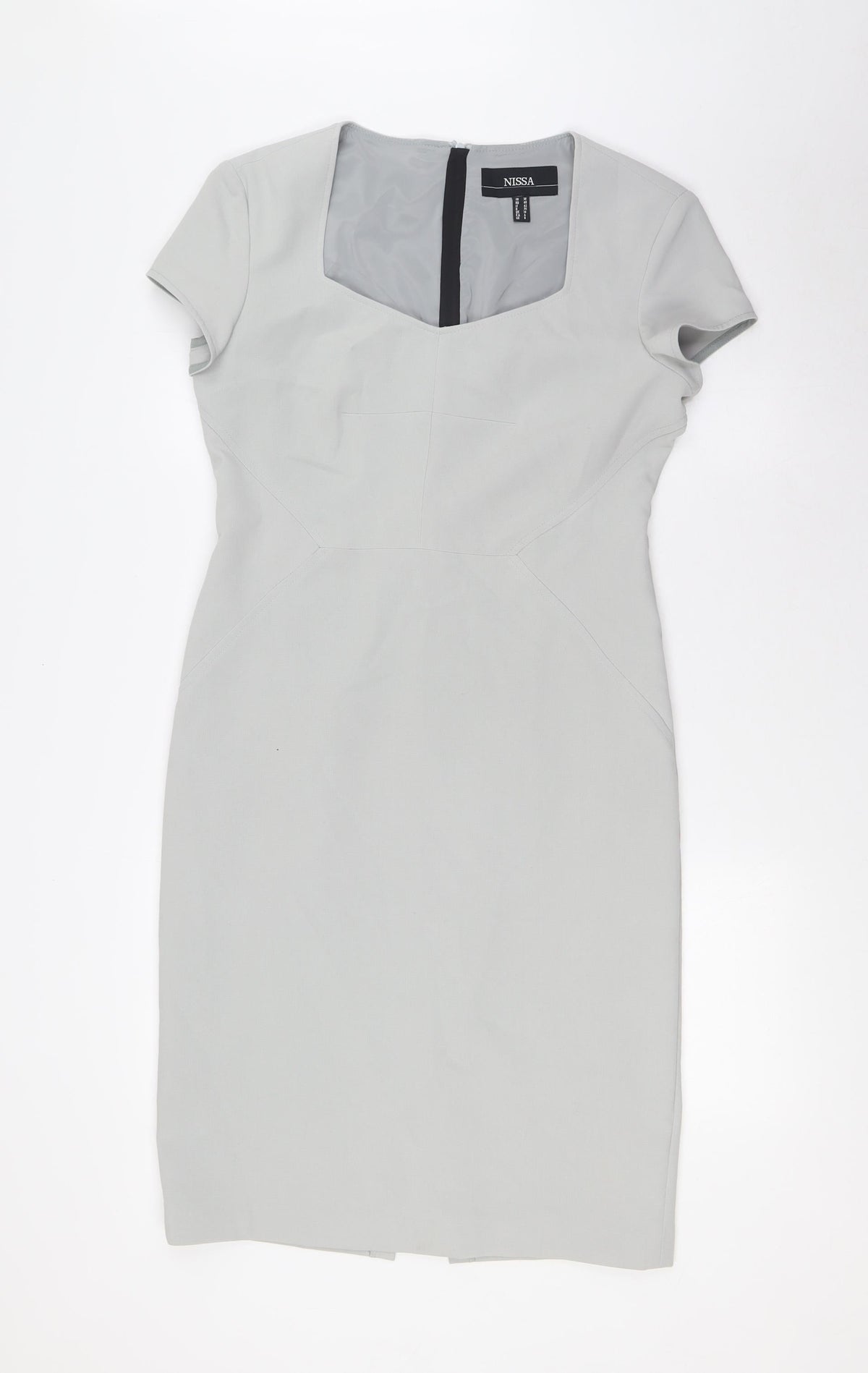 Nissa Womens Grey Polyester Pencil Dress Size 10 Square Neck Zip