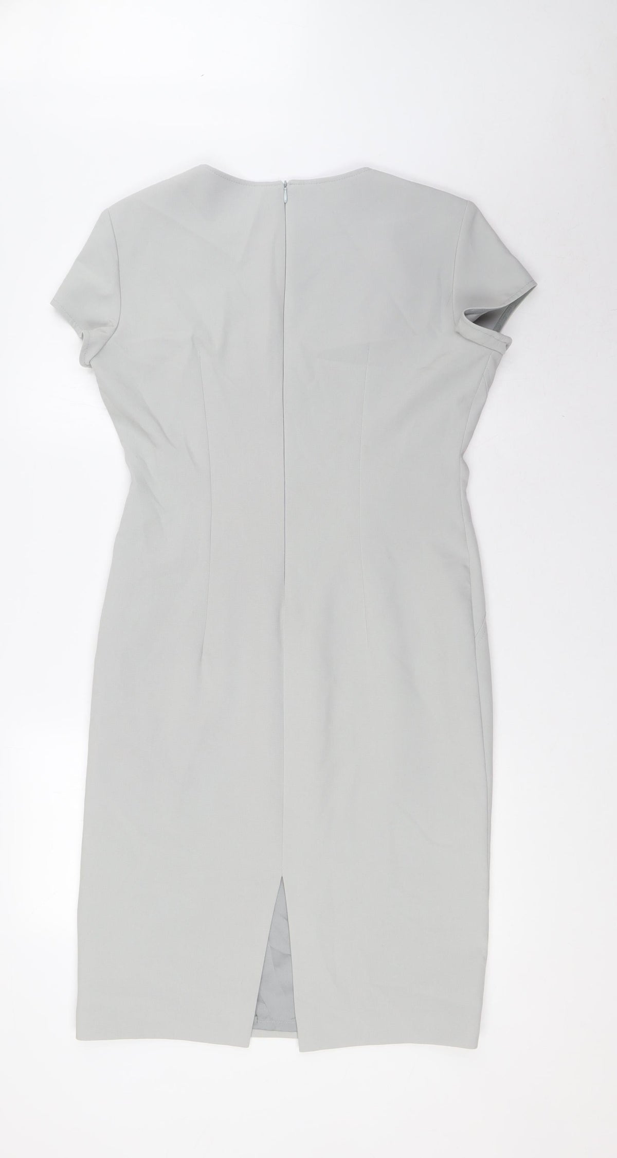 Nissa Womens Grey Polyester Pencil Dress Size 10 Square Neck Zip