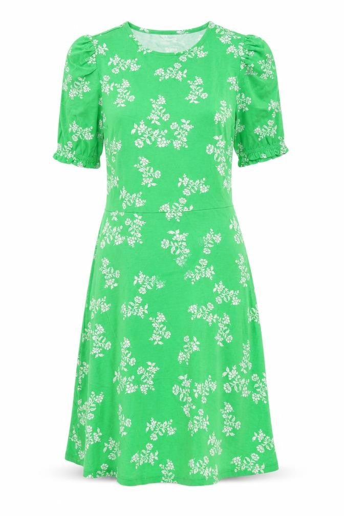 Marks and Spencer Womens Green Floral Viscose T-Shirt Dress Size 8 Crew Neck Pullover