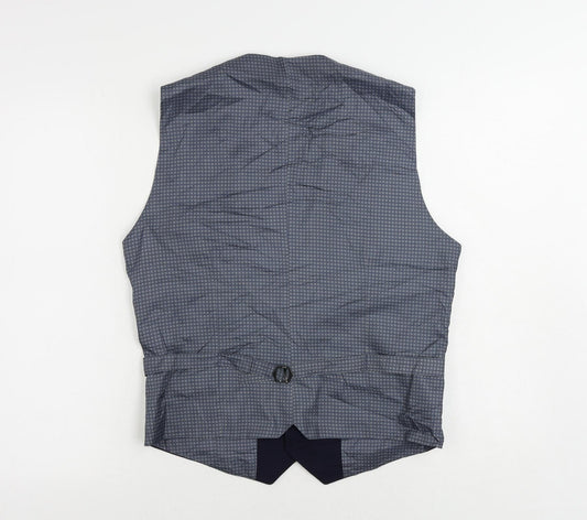 Burton Mens Blue Polyester Jacket Suit Waistcoat Size 38 Regular