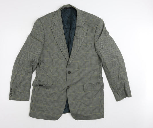 Marks and Spencer Mens Green Plaid Wool Jacket Suit Jacket Size 42 Regular