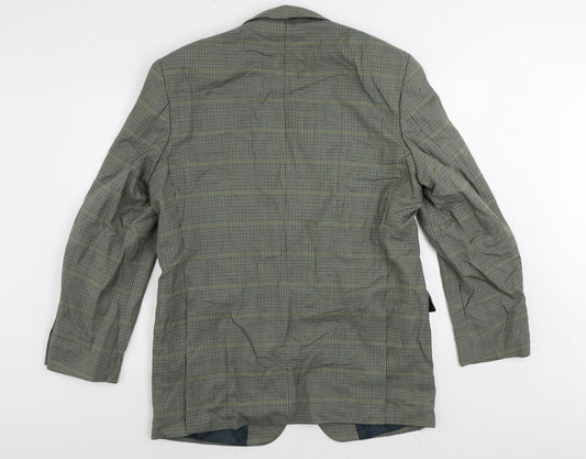 Marks and Spencer Mens Green Plaid Wool Jacket Suit Jacket Size 42 Regular
