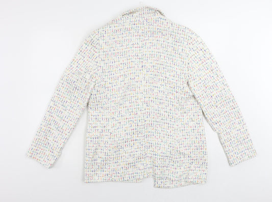 Marks and Spencer Womens White Geometric Jacket Blazer Size 10 - Open