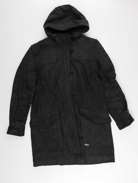 Peak Performance Womens Grey Pea Coat Coat Size L Zip - Vintage Hooded