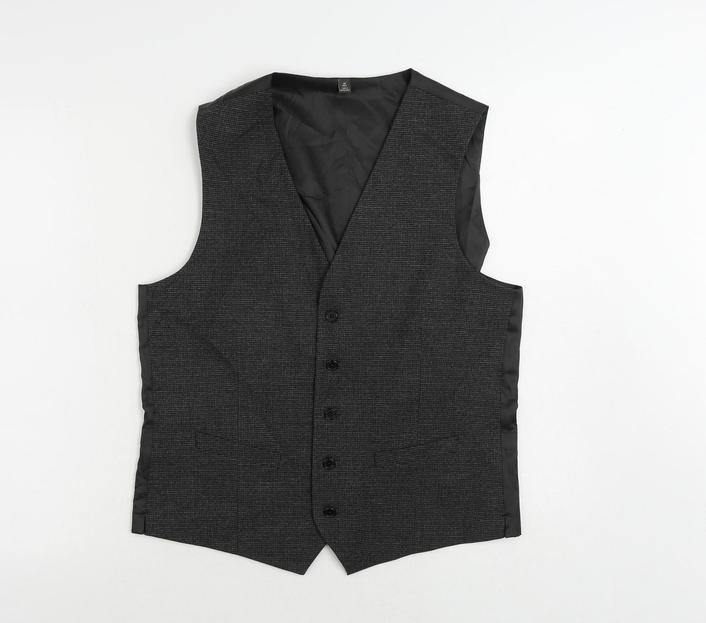 Marks and Spencer Mens Grey Geometric Polyester Jacket Suit Waistcoat Size 40 Regular