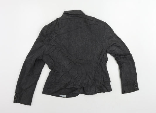 Monsoon Womens Grey Jacket Blazer Size 14 Button - Vintage