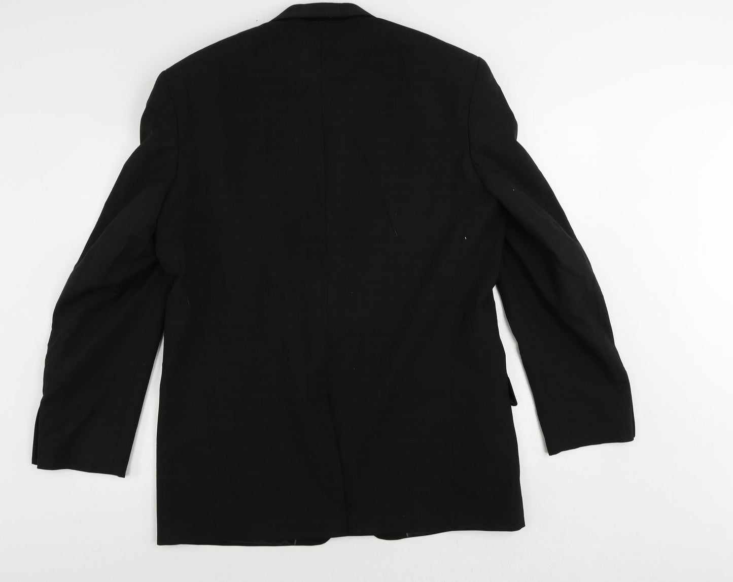 NEXT Mens Black Check Polyester Jacket Suit Jacket Size 42 Regular