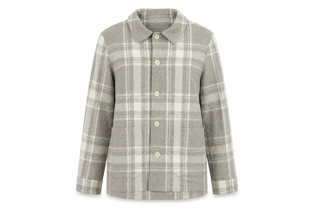 Arket Womens Grey Plaid Jacket Size 10 Button - Shacket