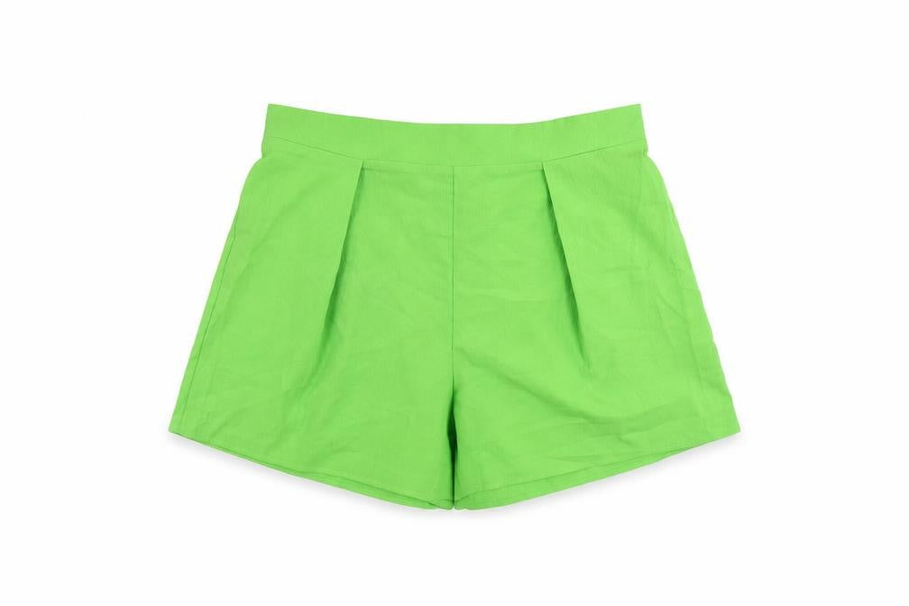 Della Mel Womens Green Polyester Basic Shorts Size L L4 in Regular - Elastic Waist
