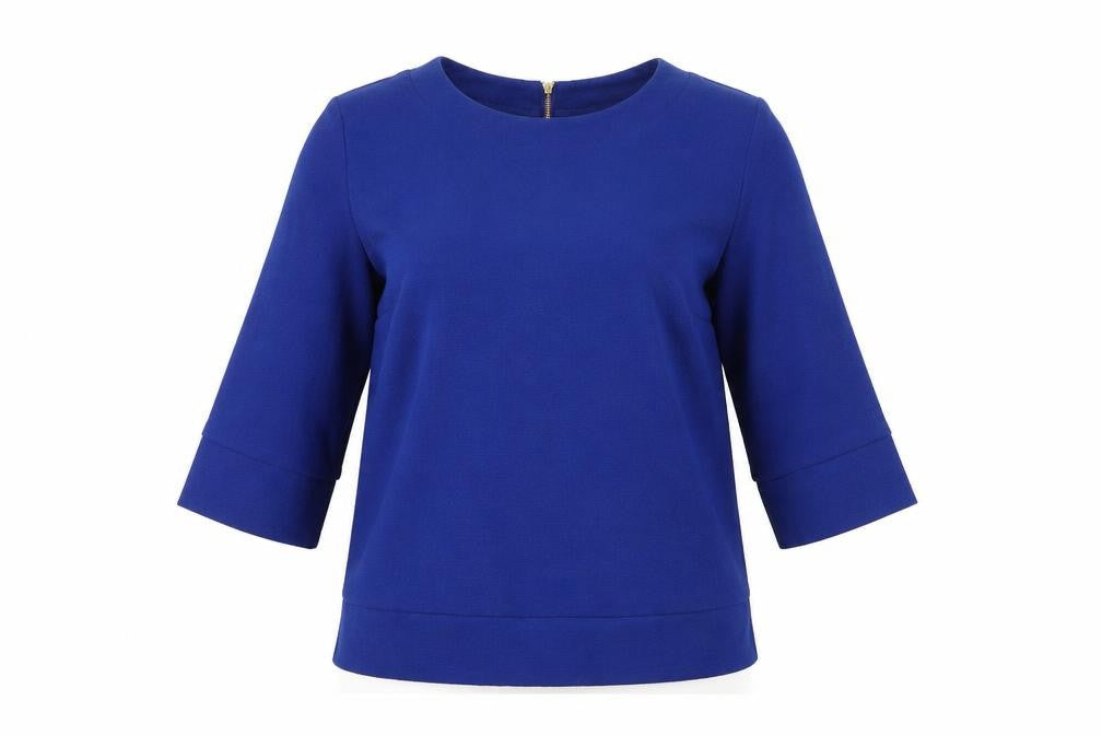 Marks and Spencer Womens Blue Polyester Basic T-Shirt Size 8 Round Neck