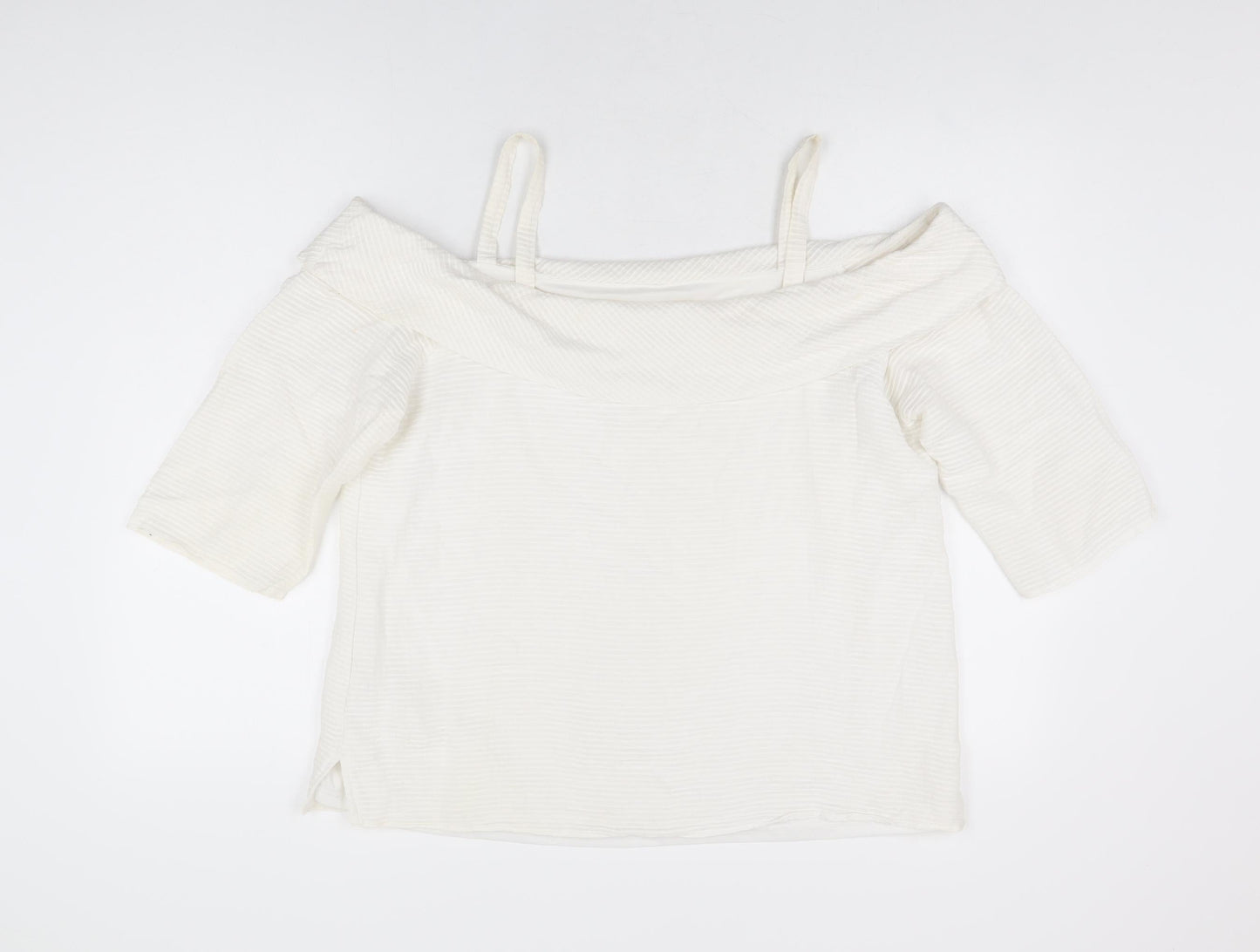 Soon Womens White Cotton Basic Blouse Size 16 Off the Shoulder