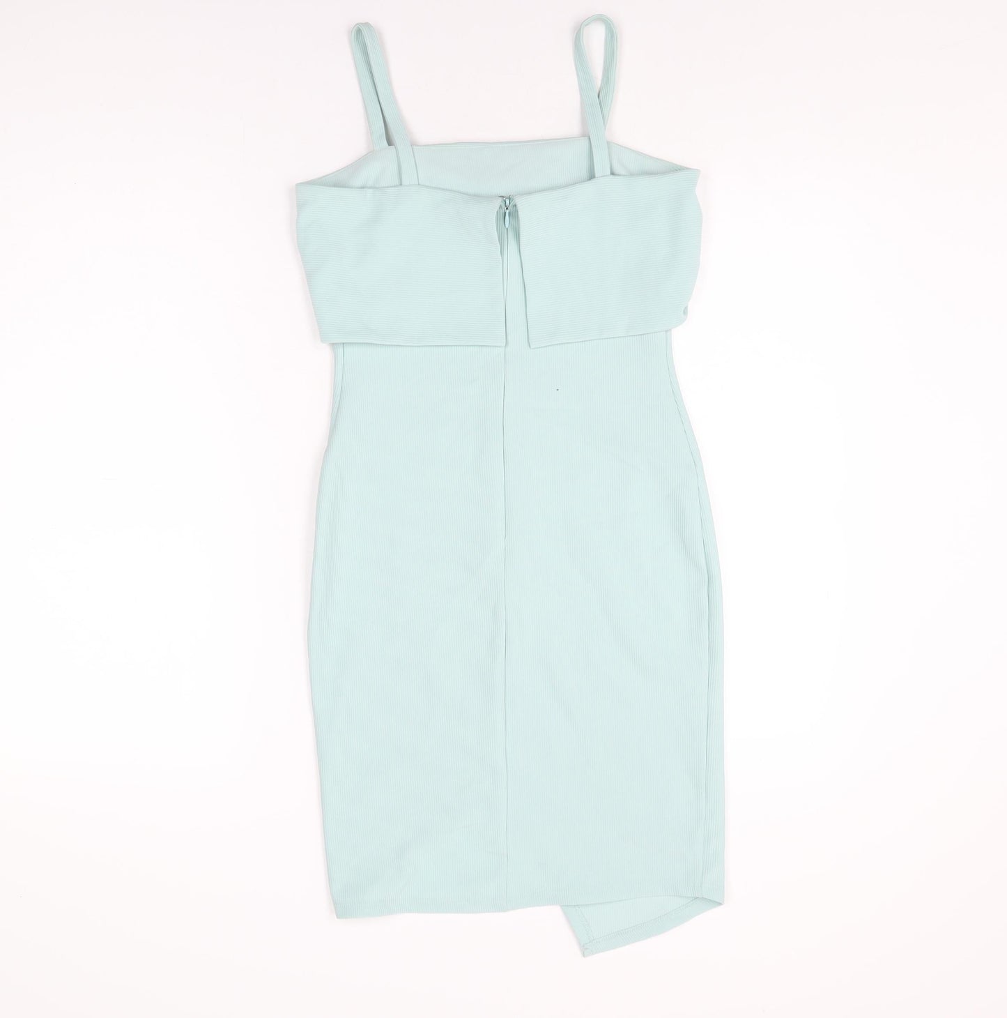 New Look Womens Blue Polyester Bodycon Size 10 Square Neck Zip