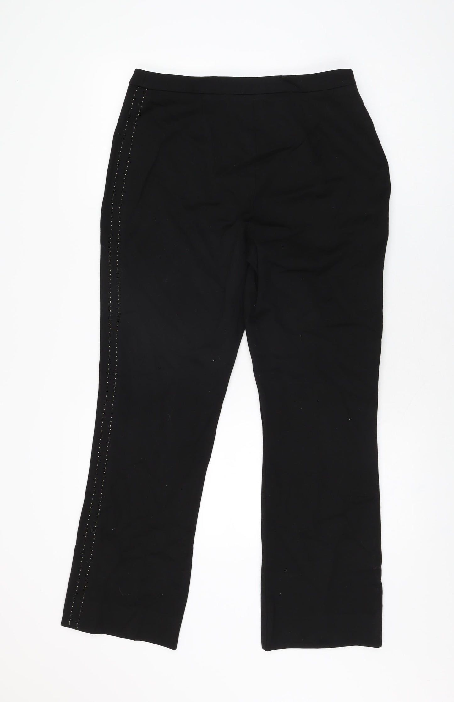Volonte Womens Black Polyester Trousers Size 14 L29.5 in Regular Zip